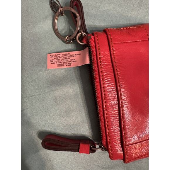 Juicy Couture 100% Leather Coin Purse Wallet Keychain Change Pouch Patent Red - Picture 4 of 5